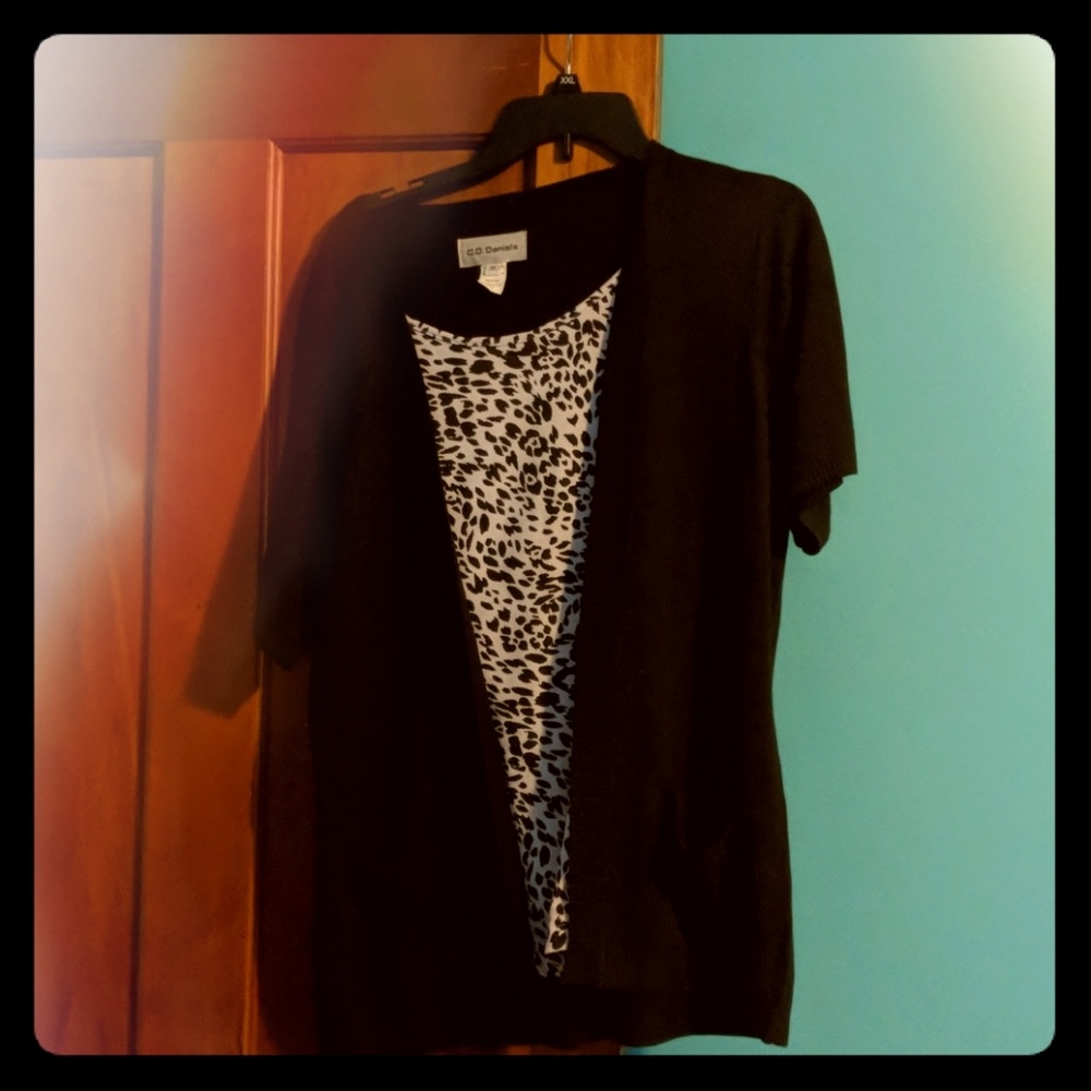 Black leopard print sweater